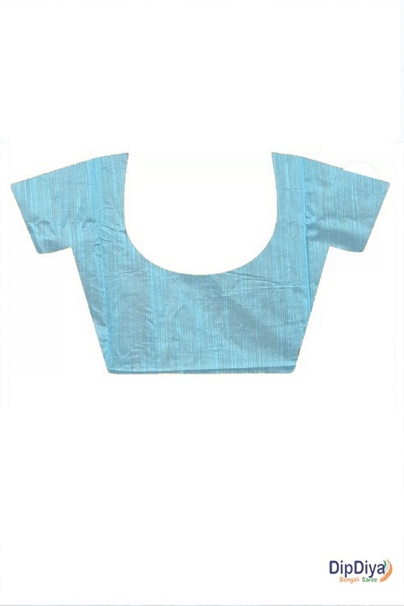 Sky Blue Cotton Blended Parija Applique Saree (326)